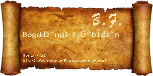 Bogdányi Fábián névjegykártya